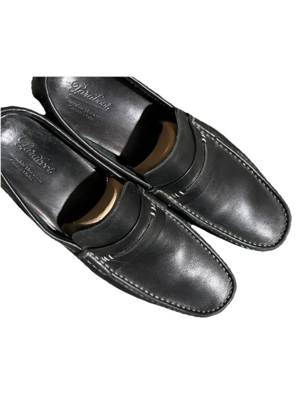 Paraboot US 9 UK 8.5 Veritable Mocassin Loafers Black Shoes Rubber Sole Driving